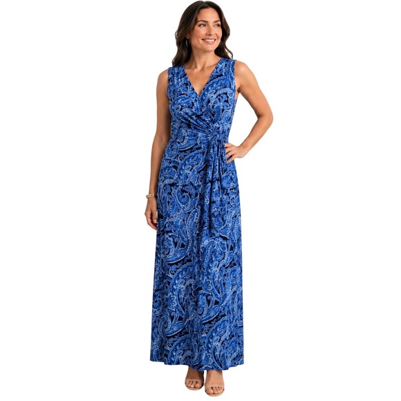 Lauren Ralph Lauren Dresses & Skirts - Lauren Ralph Lauren Blue Paisley Sleeveless Knot Front Maxi Dress 16